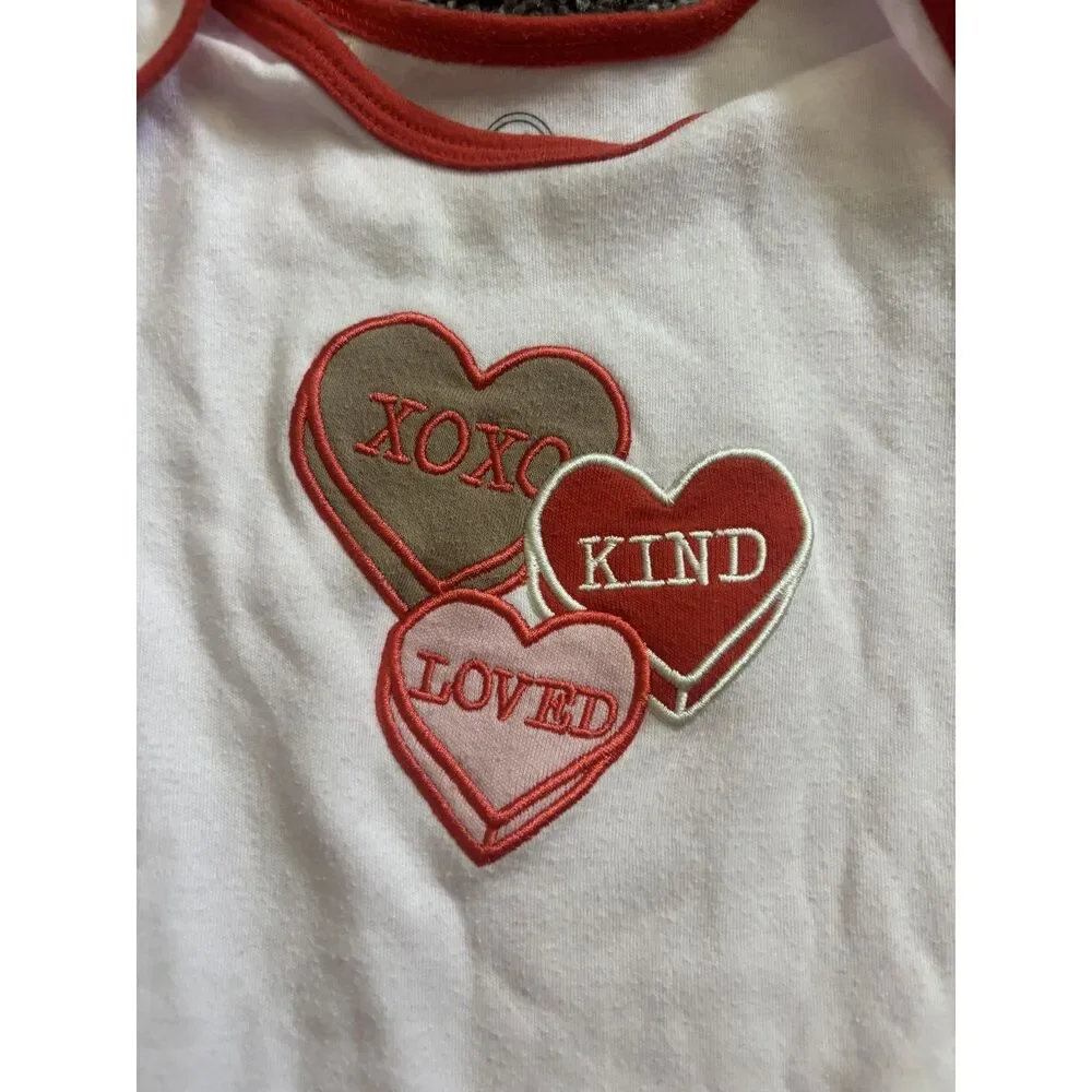Wonder Nation Baby Long Sleeve Heart Graphic Bodysuit White & Red 6–9M